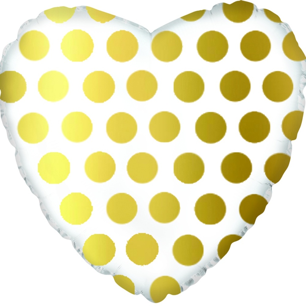 🔴18" Gold Polka Dot Heart CTI Balloons- 6 pcs